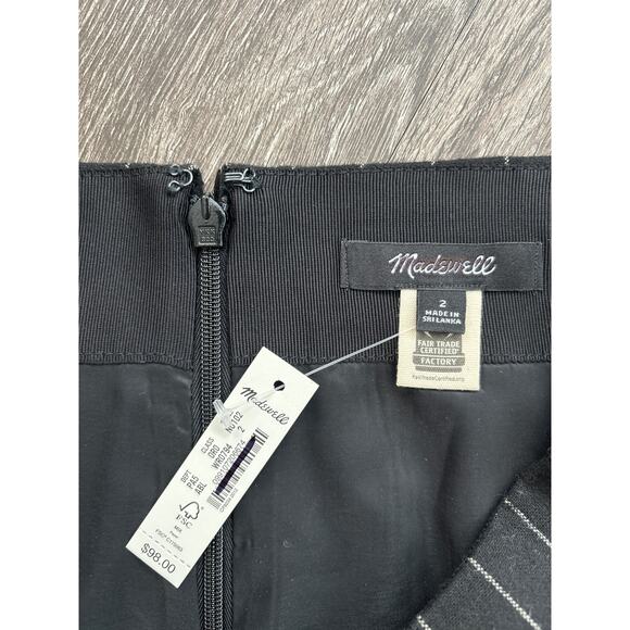 NWT Madewell Wool-Blend Mini Skirt Black Stripe Size 2 - Picture 5 of 7